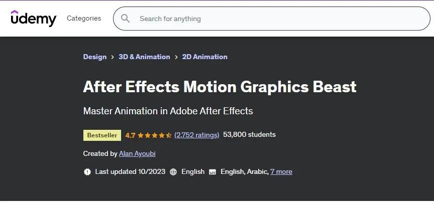 After Effects Motion Graphics Beast (Udemy)